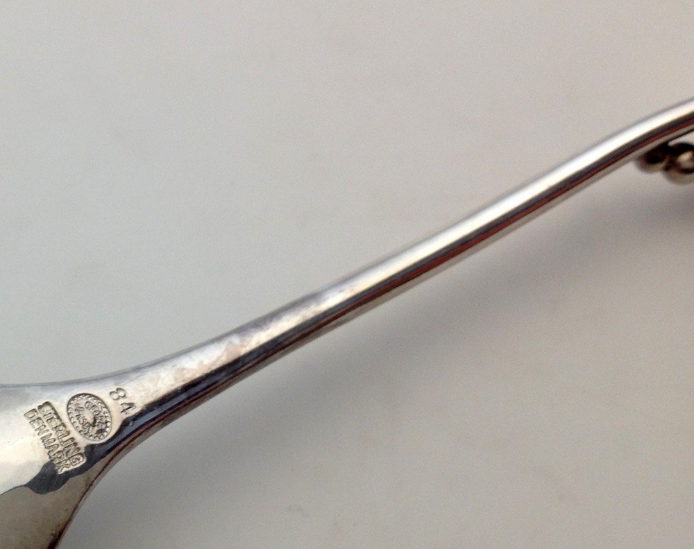 Georg Jensen Blossom #84 Sterling Silver Coffee Spoon, Copenhagen, Denmark-photo-3