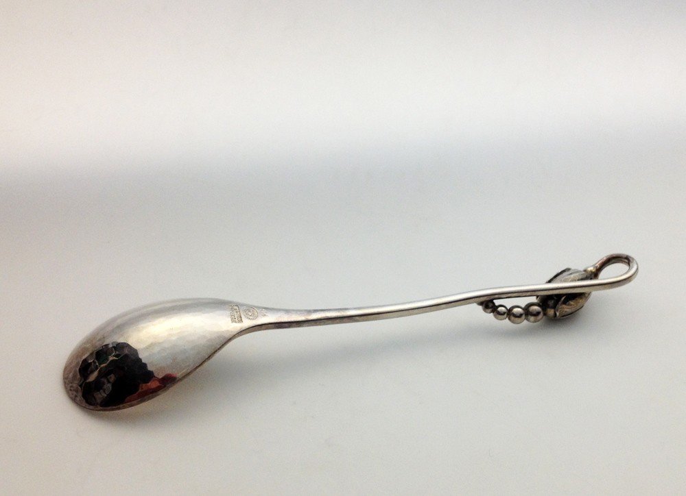 Georg Jensen Blossom #84 Sterling Silver Coffee Spoon, Copenhagen, Denmark-photo-1