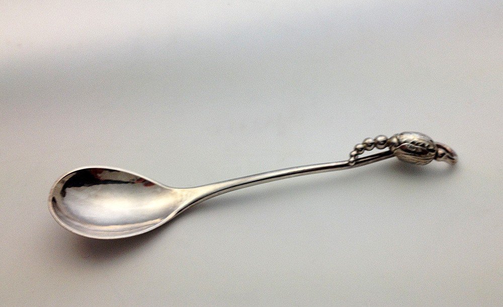 Georg Jensen Blossom #84 Sterling Silver Coffee Spoon, Copenhagen, Denmark