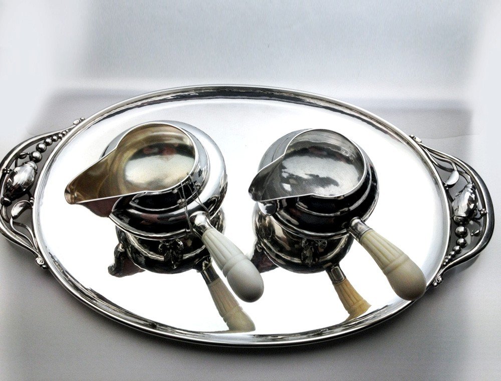 Georg Jensen Sterling Blossom Art Nouveau Crémier 2 C En Argent 925-photo-1