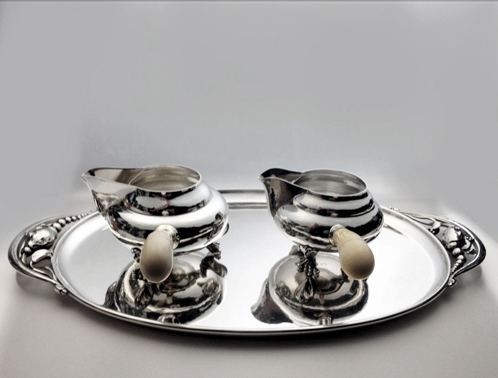 Georg Jensen Sterling Blossom Art Nouveau Crémier 2 C En Argent 925-photo-3