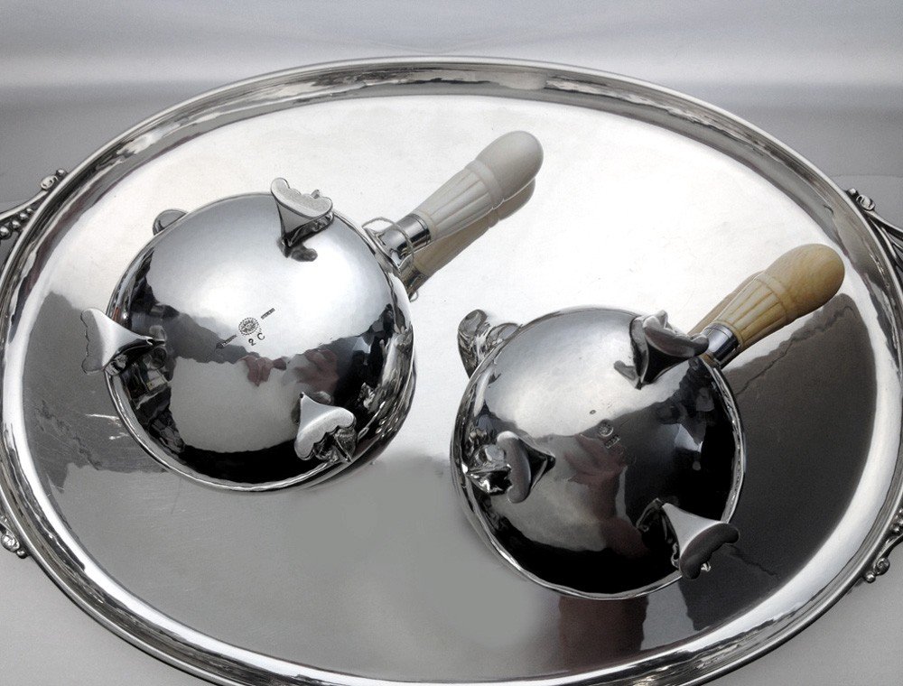 Georg Jensen Sterling Blossom Art Nouveau Crémier 2 B En Argent 925 1919-27-photo-1