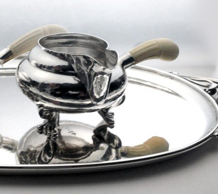 Georg Jensen Sterling Blossom Art Nouveau Crémier 2 B En Argent 925 1919-27