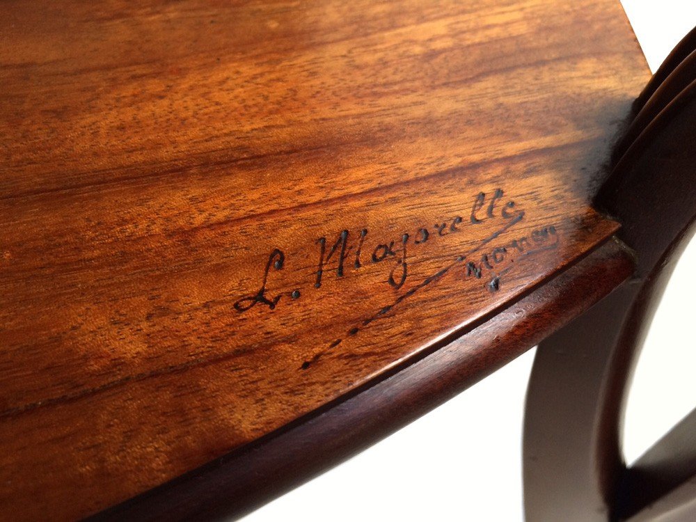 Louis Majorelle Nancy 1900 Table Originale Art Nouveau En Acajou,  Table d'Appoint, signé-photo-4