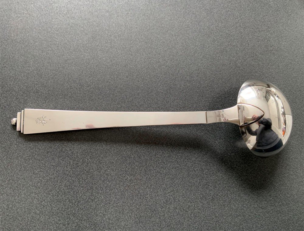 Pre-war Georg Jensen Pyramid Sterling Silver Cutlery Soup Ladle, Copenhagen 1933-44-photo-2