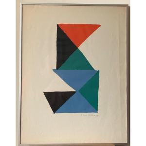 Sonia Delaunay, 1885 Ukraine - 1979 Paris, France, Composition With Triangles In Color