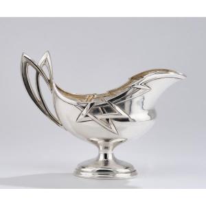 Art Deco Style Gravy Boat With Abstract Handle