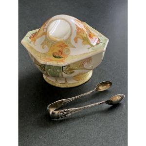 Boîte à thé en porcelaine de coquille d'œuf Rozenburg La Haye vers 1900