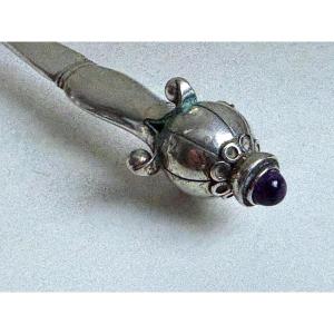 Grann & Laglye Copenhague 1929 couverts en argent surmontés d’une améthyste violette Argent 826