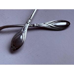 Couverts en argent Art nouveau Paire de pièces de service “Tulipe”, Modèle n° 2900 Franz Bahner