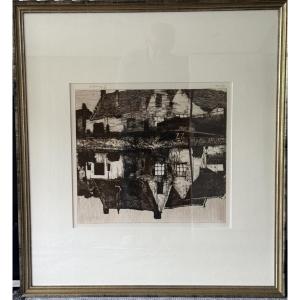 Max Clarenbach (1880–1952) Eau-forte originale «Winter in Wittlaer» Signée au crayon, École de