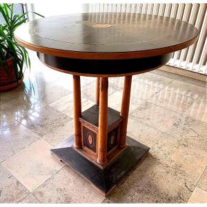 Art Nouveau Round Table With Marquetry, Darmstadt Artists Colony, Germany Circa 1905