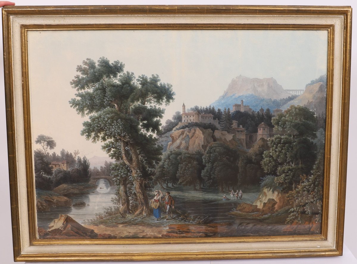 Paire De Gouaches Italienne - Jean-baptiste Pourcelly (act. 1791-1802)-photo-3