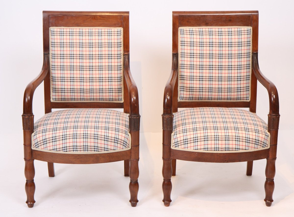 Pair Of Burberry Fabric Armchairs-photo-3