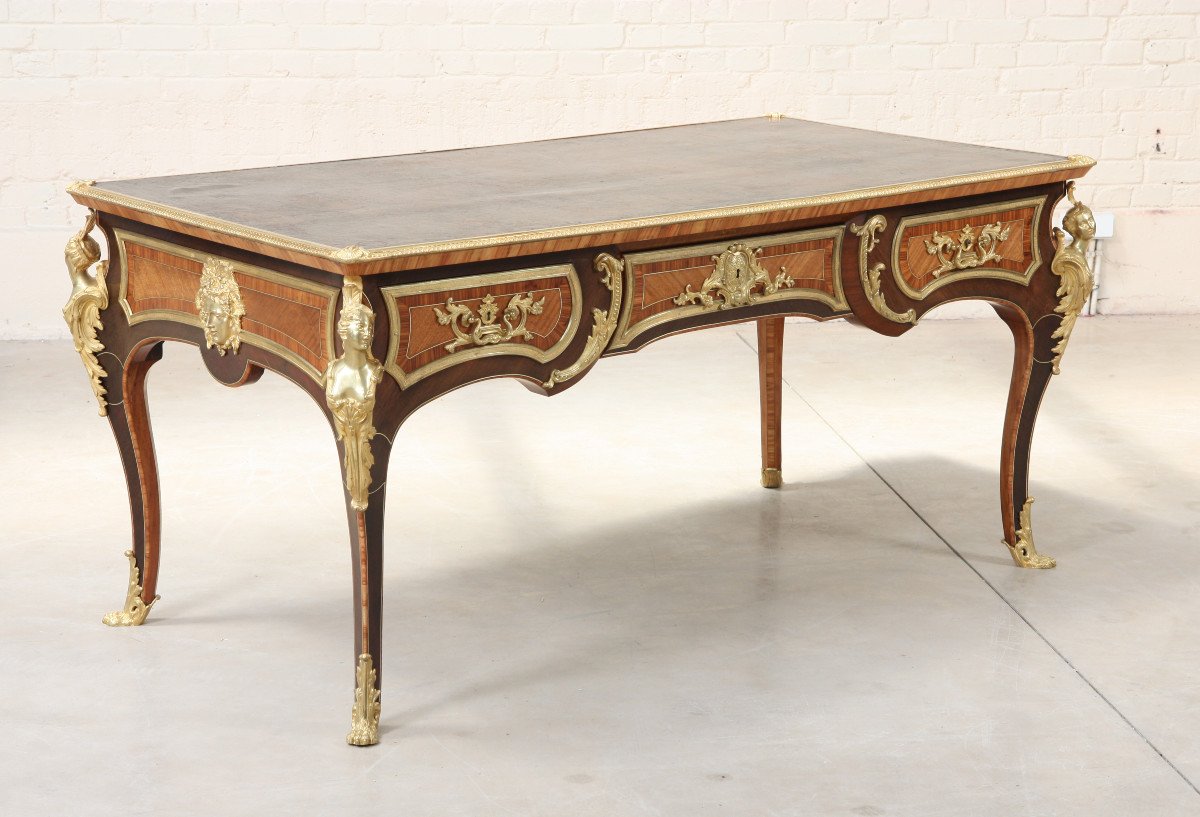 Exceptional Double-sided Inlaid Flat Desk 