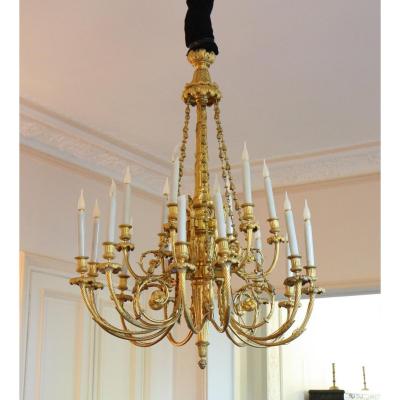 Important Gilt Bronze Castle Chandelier