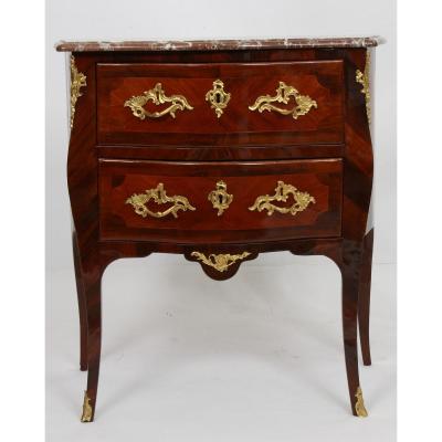 Petite Commode Sauteuse Louis XV En Bois De Rose Et Palissandre