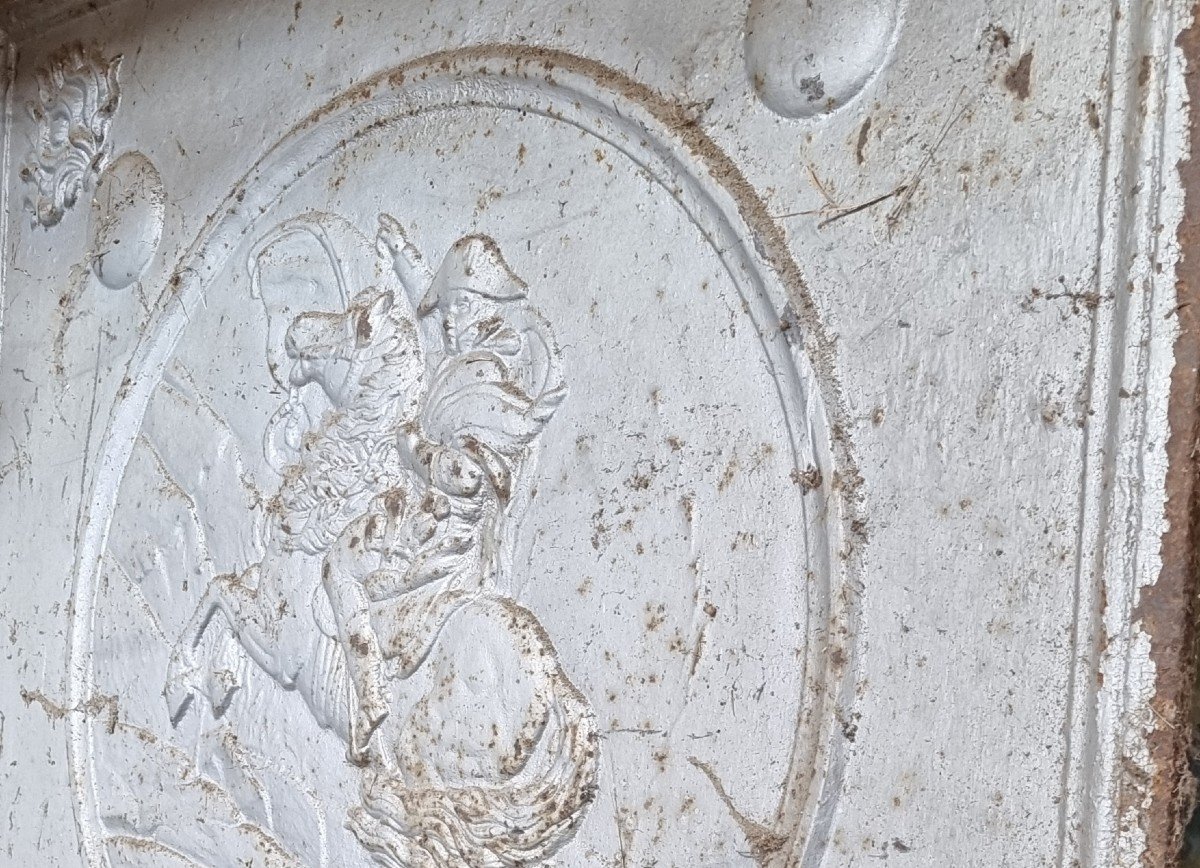 Cast Iron Fireplace Plate With Empire Decor Napoleon Bonaparte On Horseback-photo-2