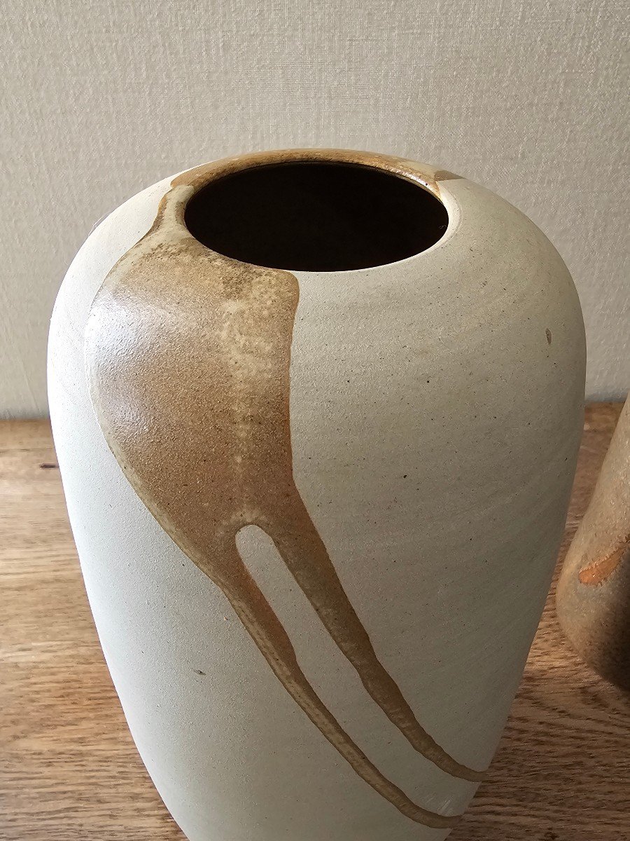 Set Lot 4 Ceramics Stoneware From Puisaye Jacques Lacheny Saint Amand Potter Pottery-photo-3