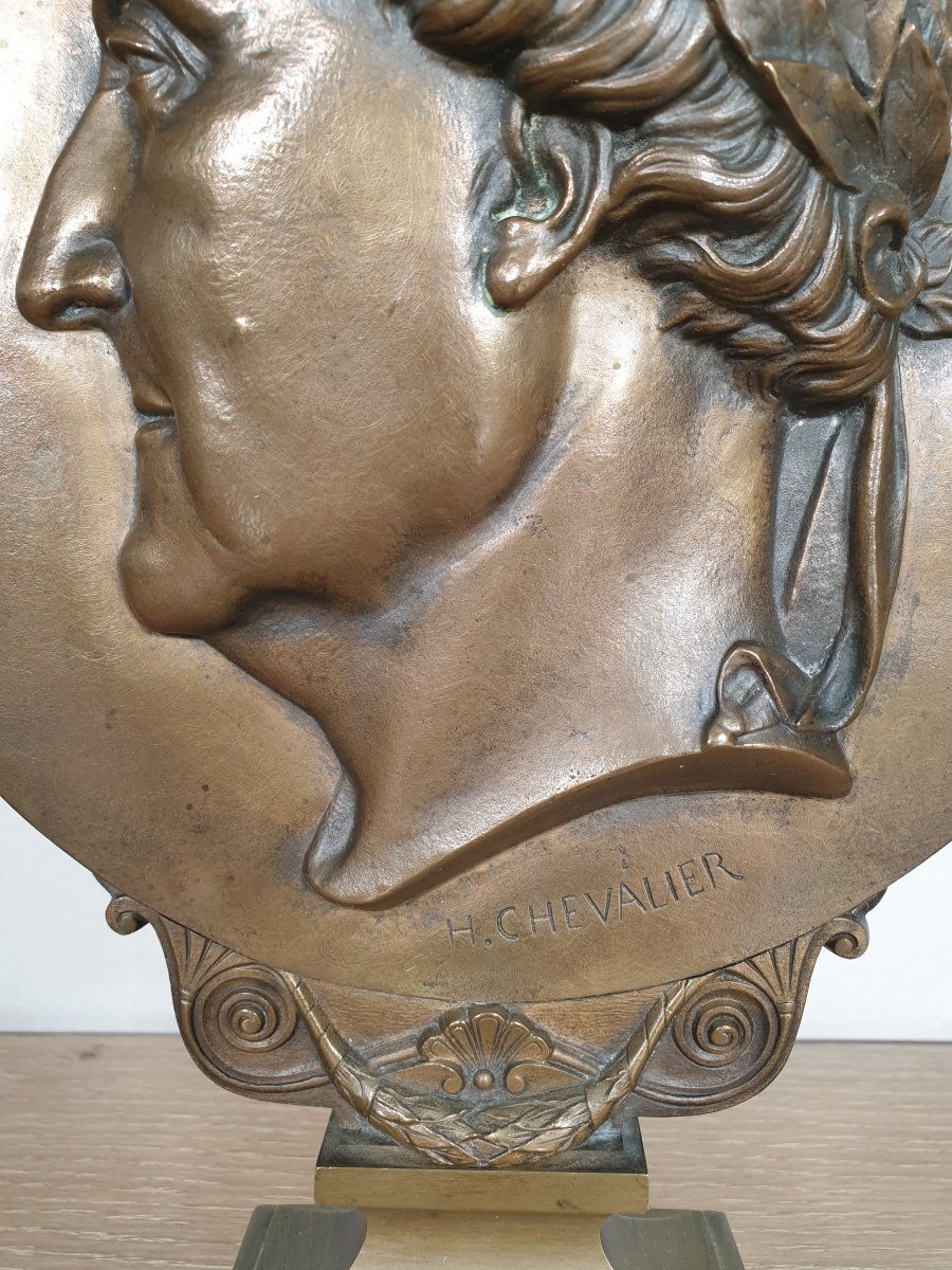 Bronze Medallion - 1864 - Jacques Marie Chevalier - Portrait Of Rossini-photo-2