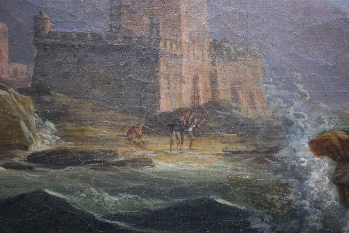 Stormy Seascape By J. M. Dielbolt Oil On Canvas-photo-4