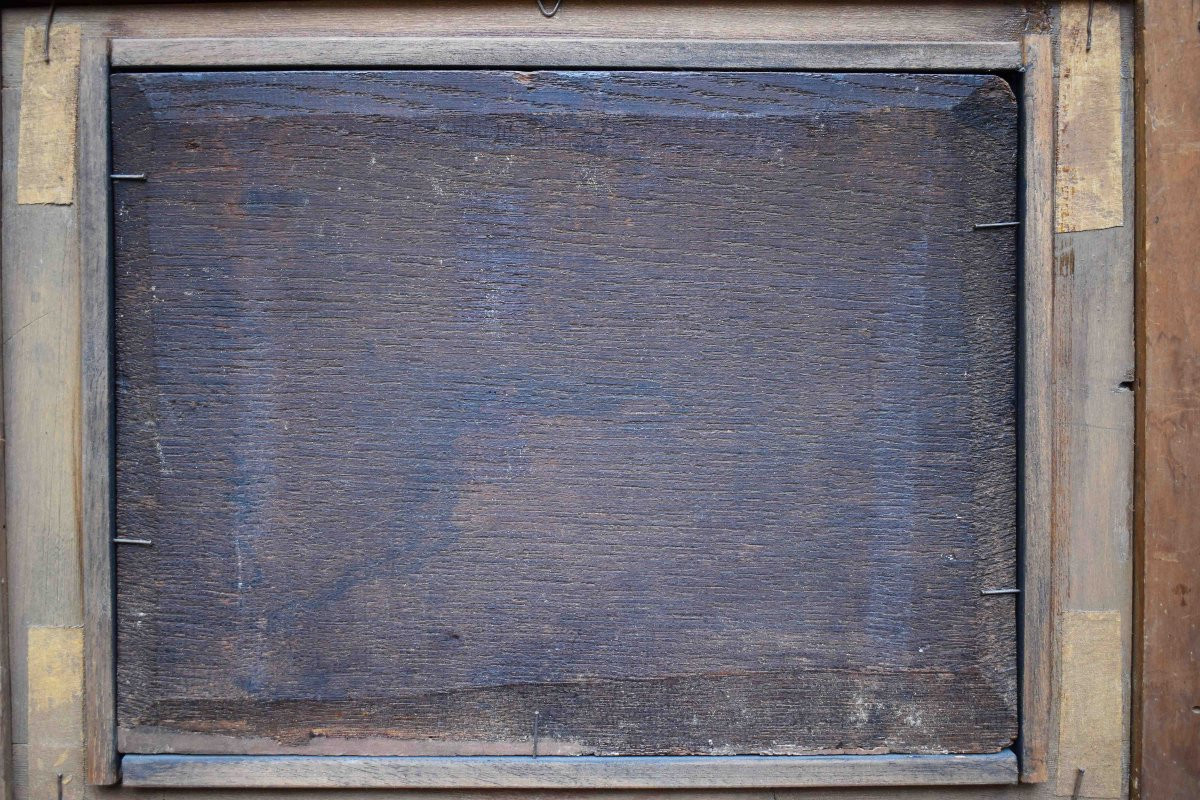 Peinture Flamande Du XVIIe Siècle Représentant Vénus Surprise Par Un Satyre Sur Panneau De Chên-photo-4