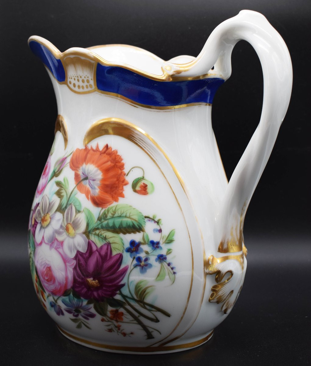 Parisian Porcelain Jug, Louis Philippe Period, 1850–1860 ‘fleur Peinte’ Decoration-photo-4