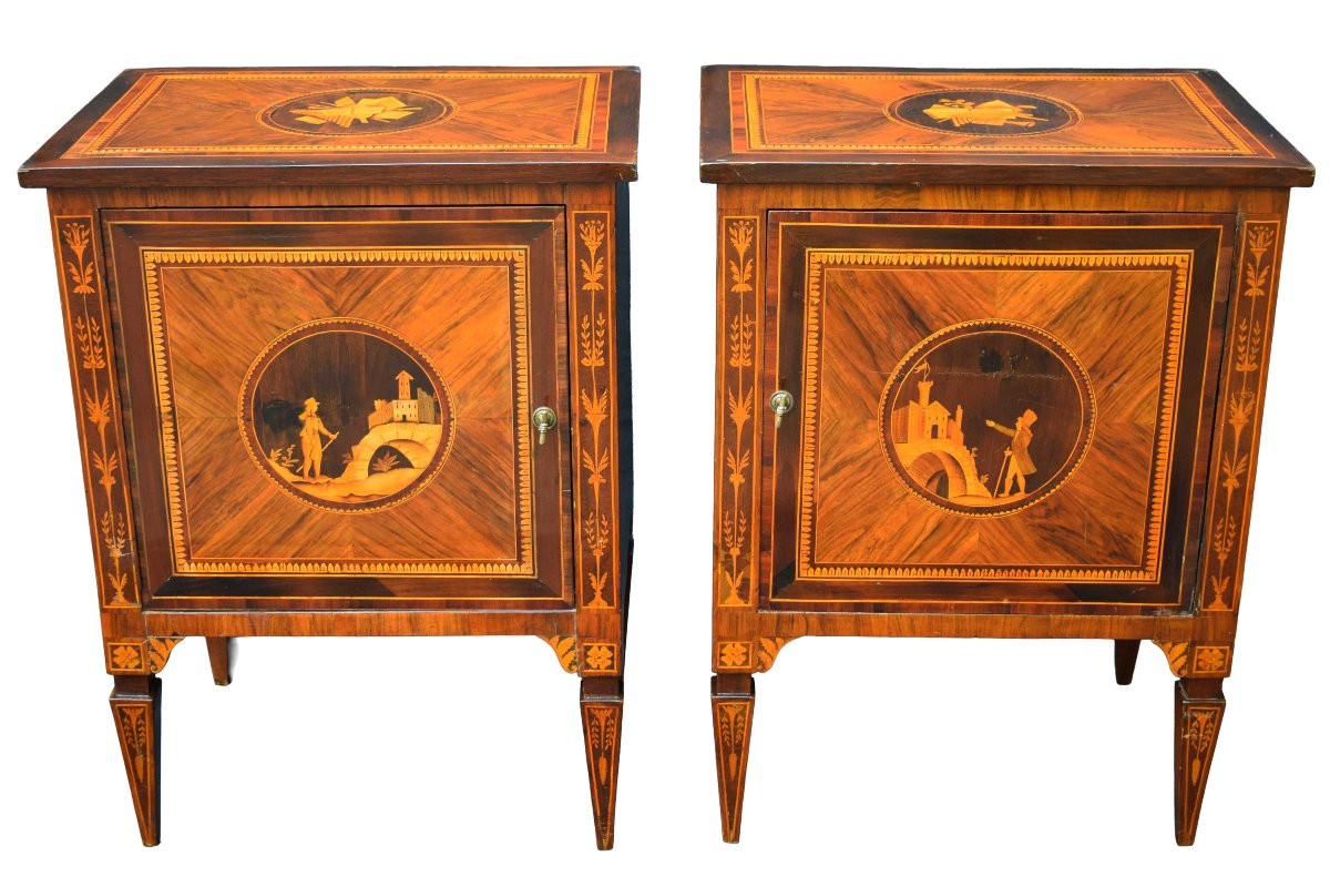 Pair Of Louis XVI Bedside Tables - Lombardy, Late 18th Century-photo-3