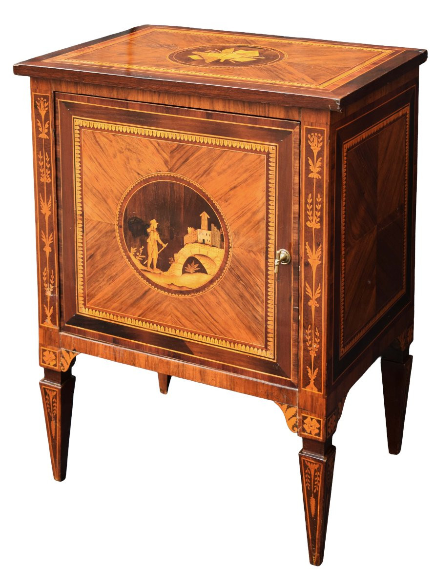 Pair Of Louis XVI Bedside Tables - Lombardy, Late 18th Century-photo-4