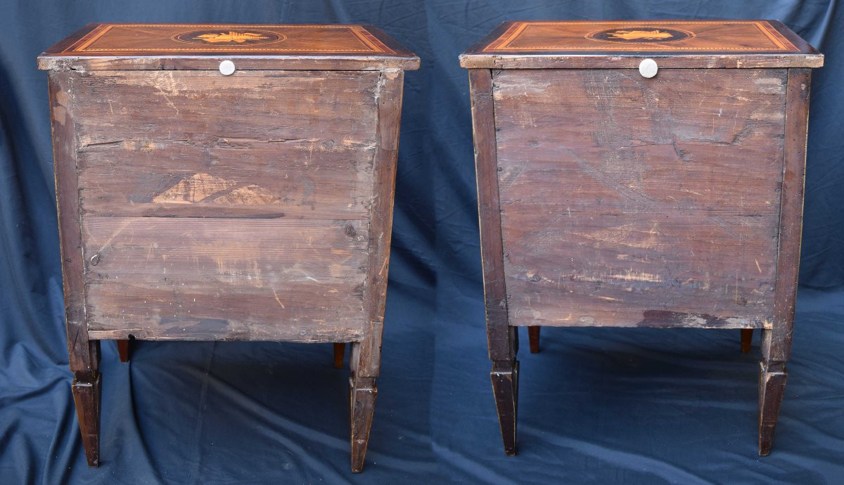 Pair Of Louis XVI Bedside Tables - Lombardy, Late 18th Century-photo-8