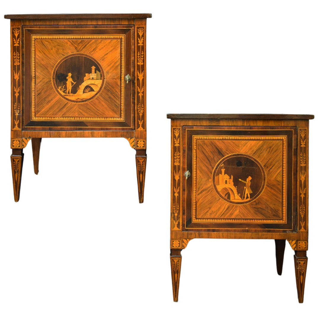 Pair Of Louis XVI Bedside Tables - Lombardy, Late 18th Century