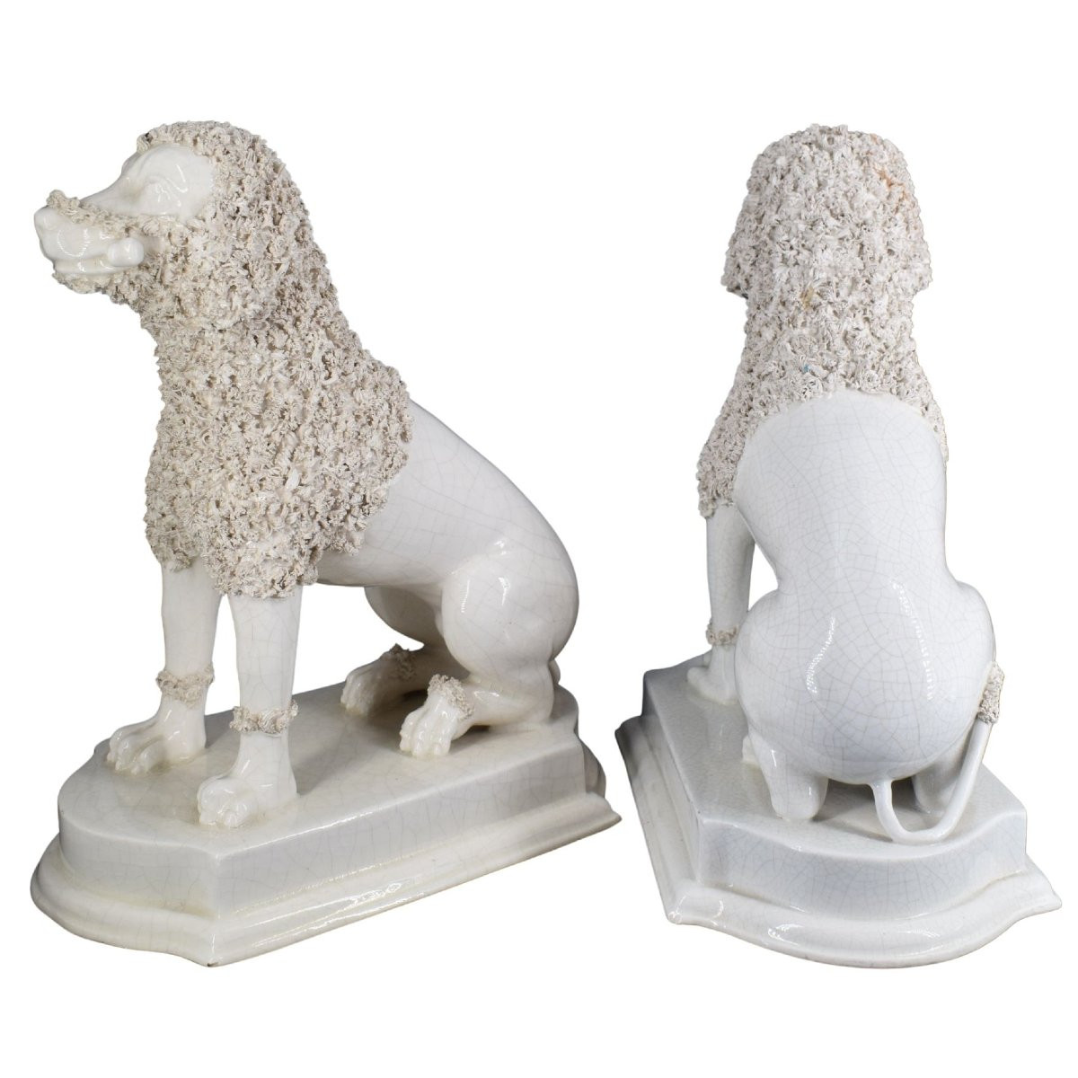 Pair Of Ceramic Sculptures From Nove Di Bassano Depicting Poodles-photo-2