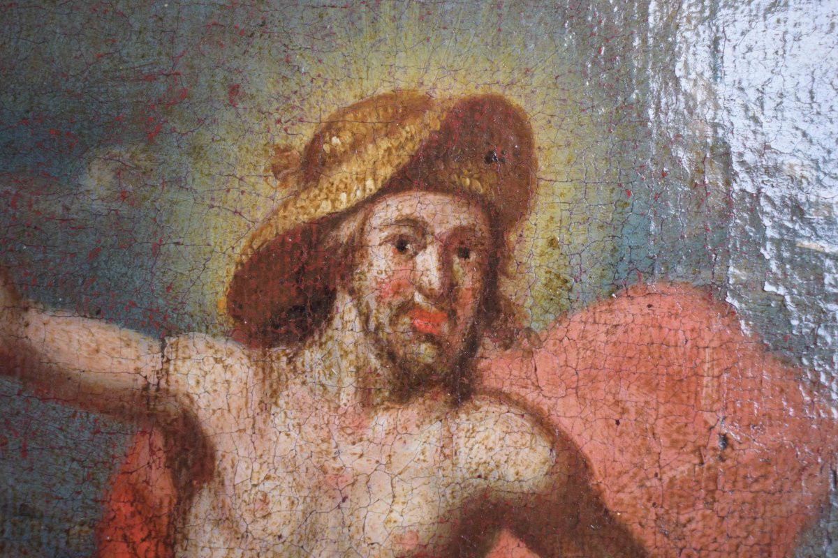 Paire de peintures du XVIIIe siècle : Vierge bergère et Bon Pasteur, XVIIIe siècle-photo-5