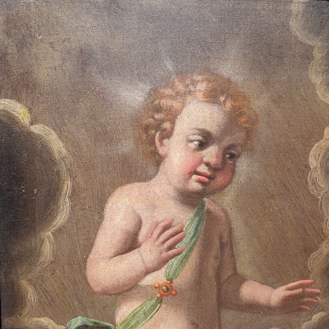 Peinture religieuse ancienne représentant saint Antoine de Padoue, XVIIe siècle, Émilie-photo-4