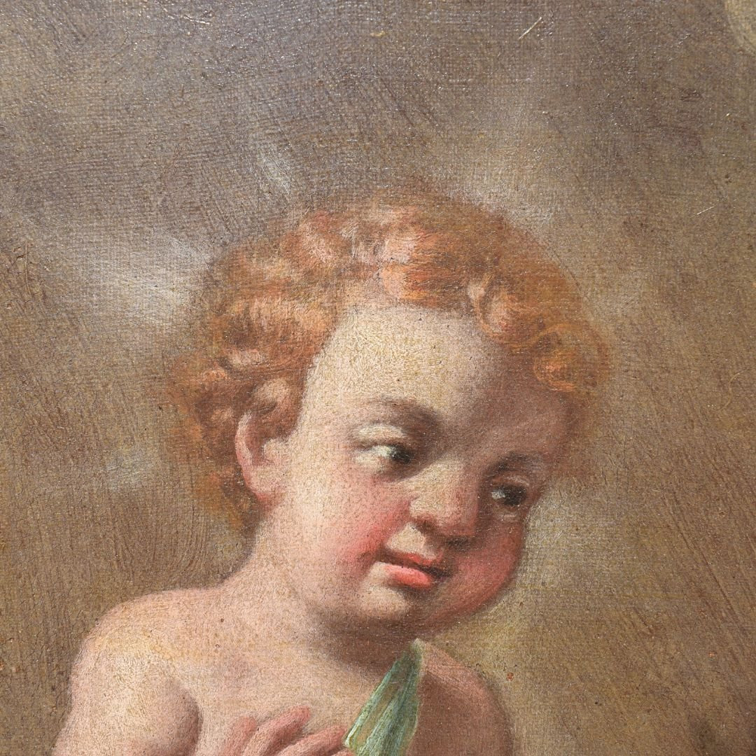 Peinture religieuse ancienne représentant saint Antoine de Padoue, XVIIe siècle, Émilie-photo-2