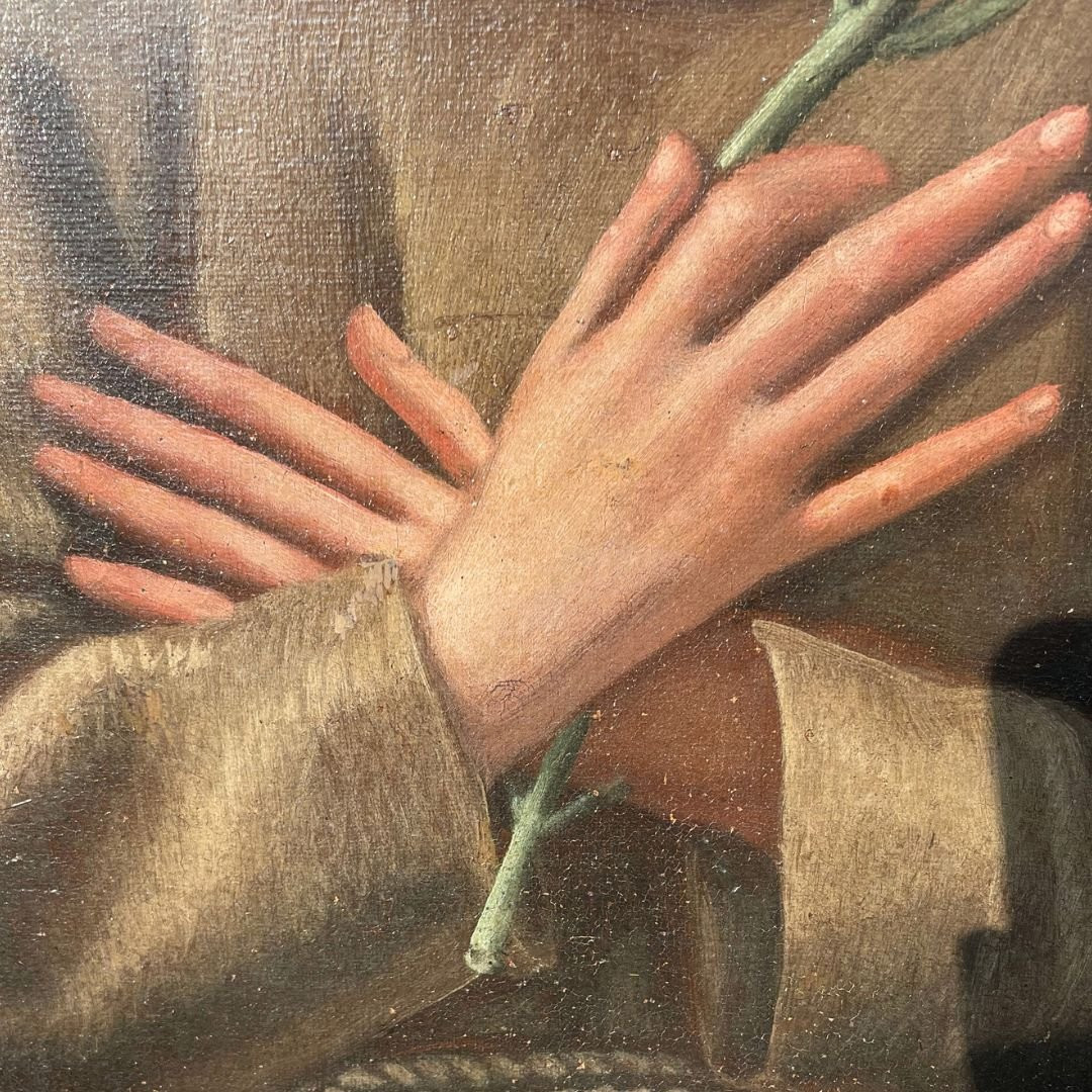 Peinture religieuse ancienne représentant saint Antoine de Padoue, XVIIe siècle, Émilie-photo-8