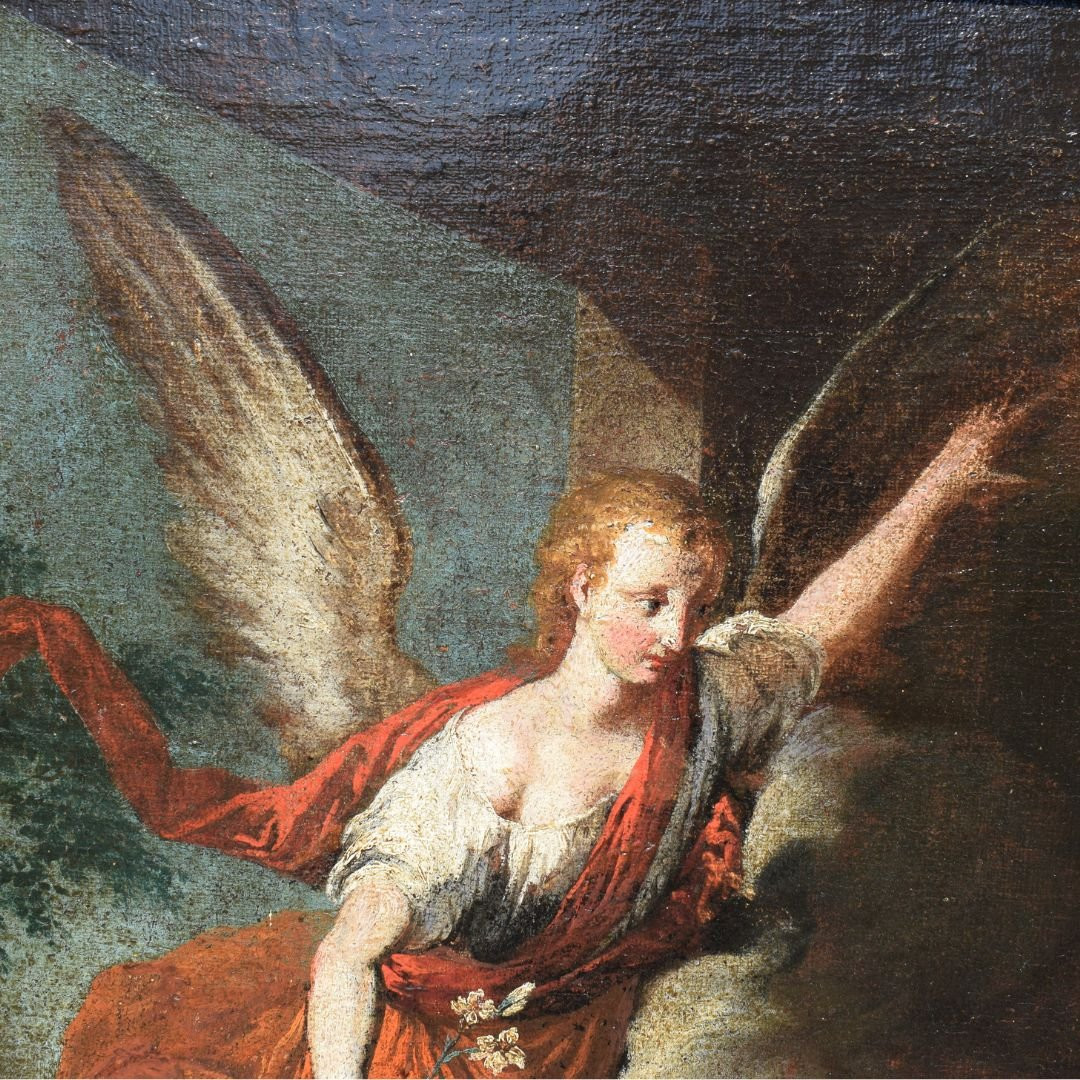 Peinture religieuse lombarde « L'Annonciation », début du XVIIIe siècle-photo-1
