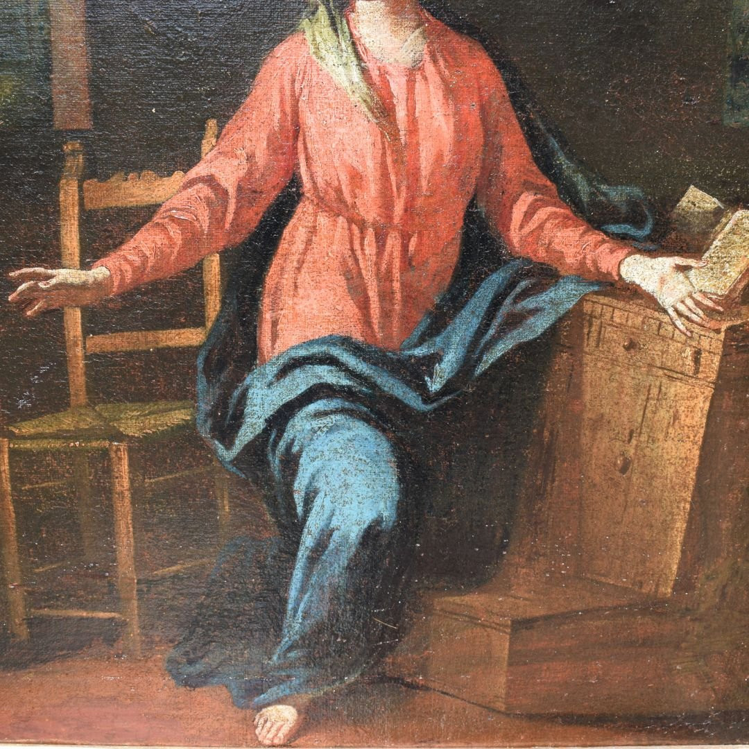 Peinture religieuse lombarde « L'Annonciation », début du XVIIIe siècle-photo-3