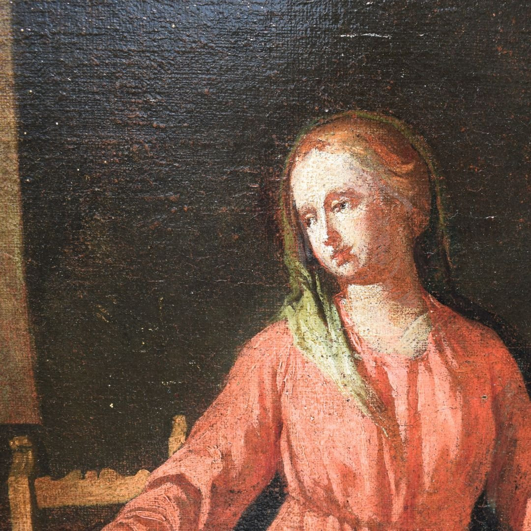 Peinture religieuse lombarde « L'Annonciation », début du XVIIIe siècle-photo-8