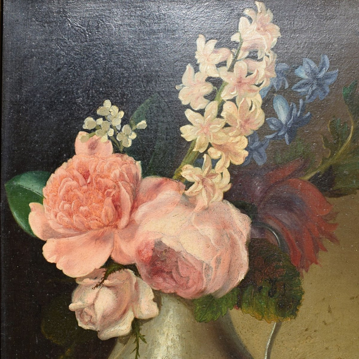 19th-century French Painting: Still Life With A Bouquet Of Flowers, On Canvas-photo-3