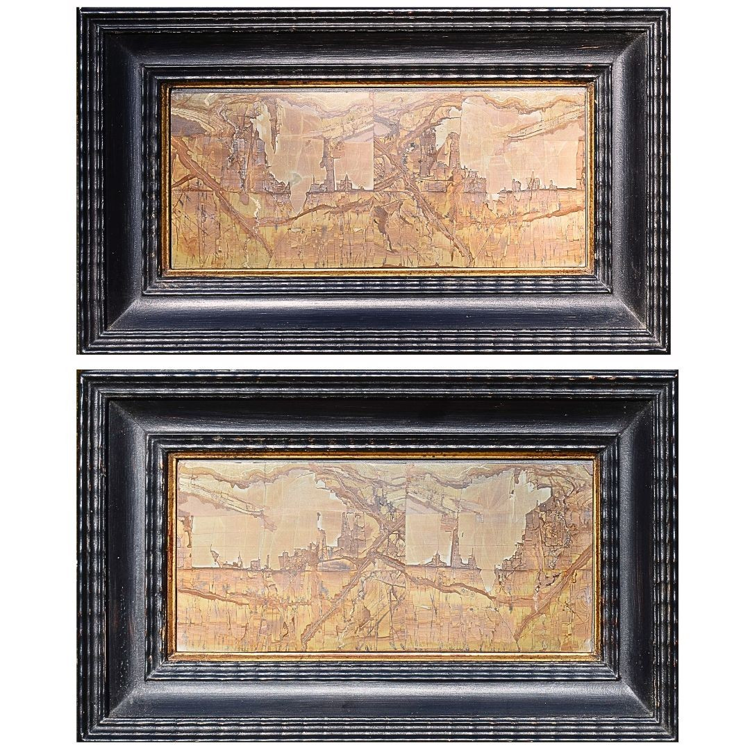 Paire de « pietre paesine » encadrées – Toscane, XVIIIe siècle 