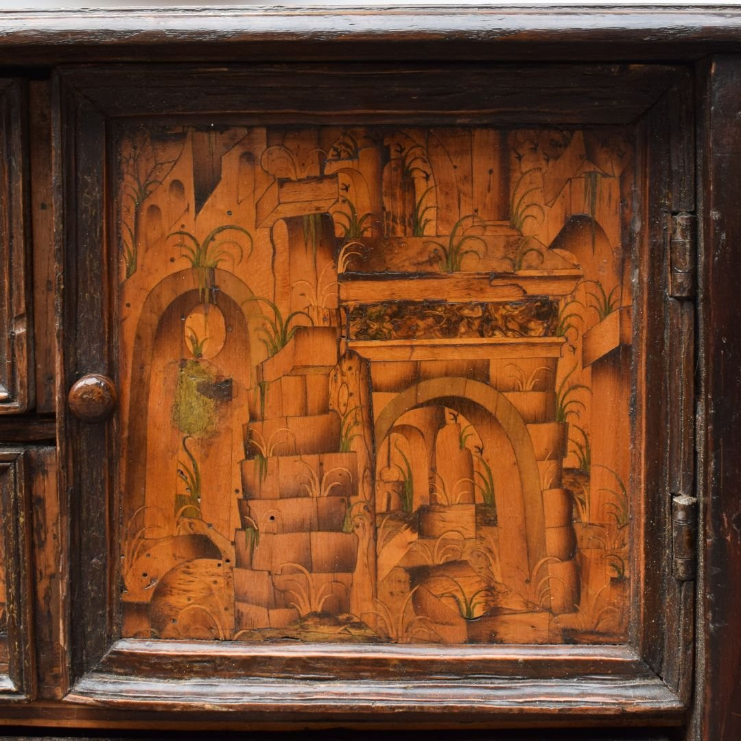 Stipo - Coin Cabinet Decorated With Village Scenes, 16th Century, Piedmont, Northern Italy-photo-2