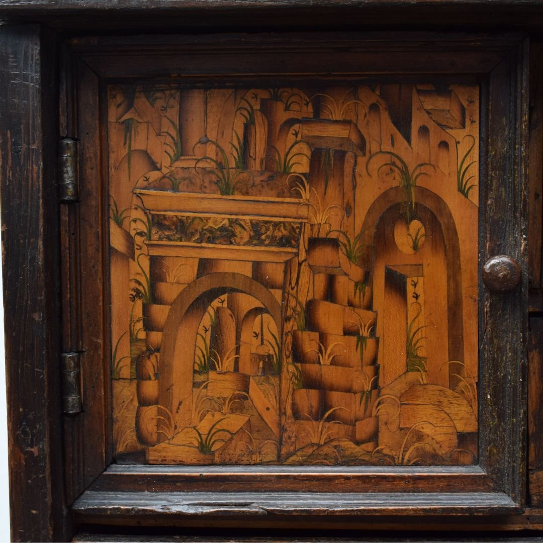 Stipo - Coin Cabinet Decorated With Village Scenes, 16th Century, Piedmont, Northern Italy-photo-4