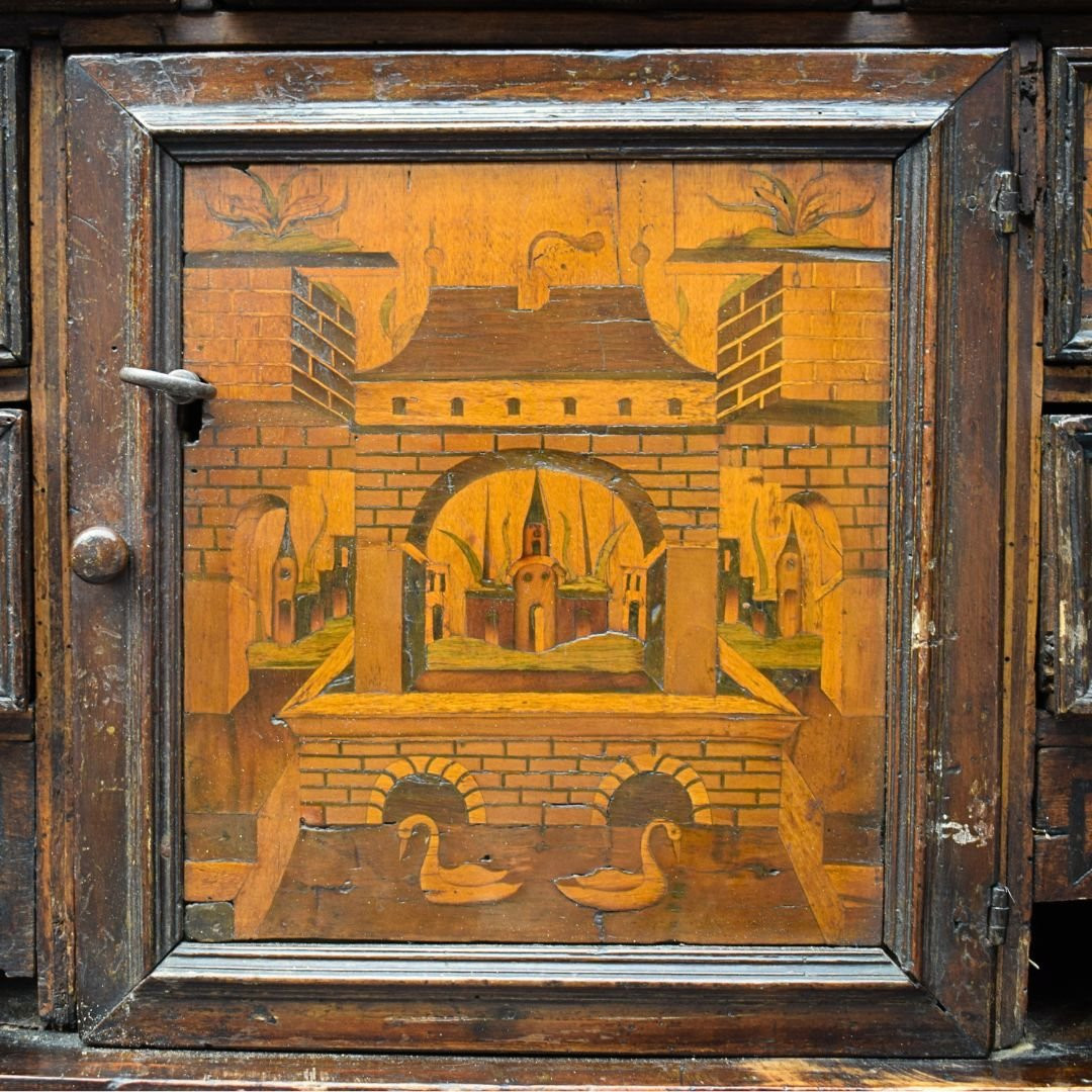 Stipo - Coin Cabinet Decorated With Village Scenes, 16th Century, Piedmont, Northern Italy-photo-5