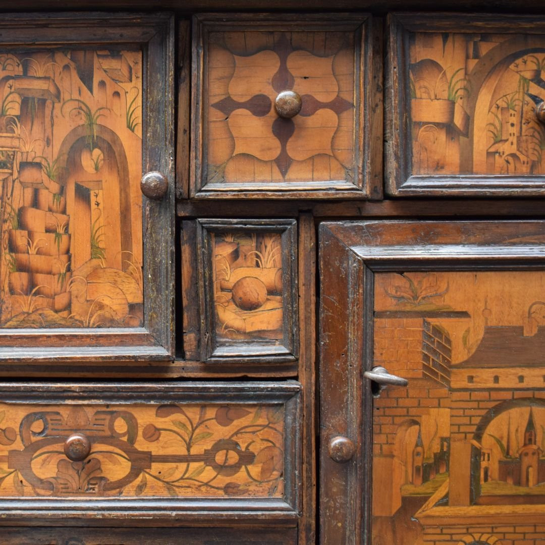Stipo - Coin Cabinet Decorated With Village Scenes, 16th Century, Piedmont, Northern Italy-photo-6