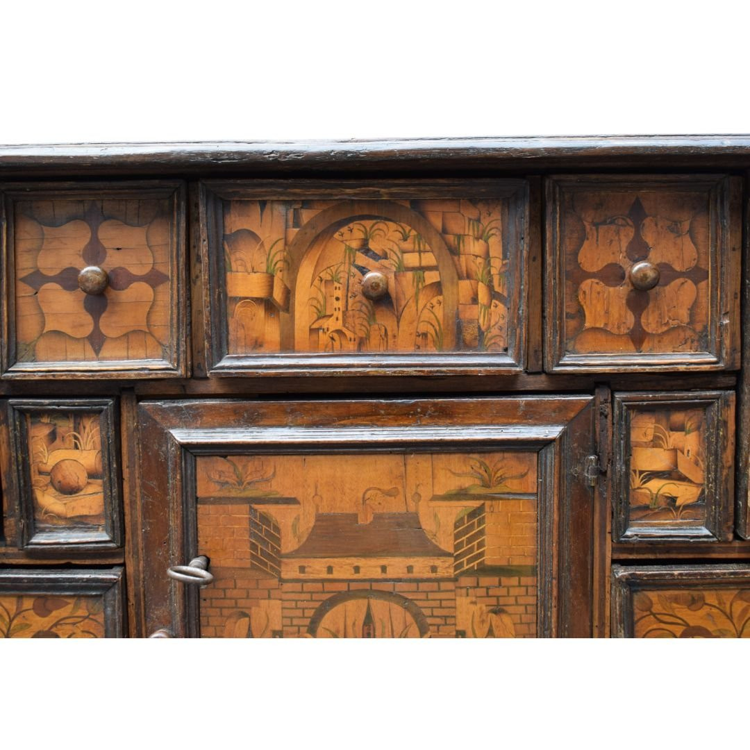 Stipo - Coin Cabinet Decorated With Village Scenes, 16th Century, Piedmont, Northern Italy-photo-8