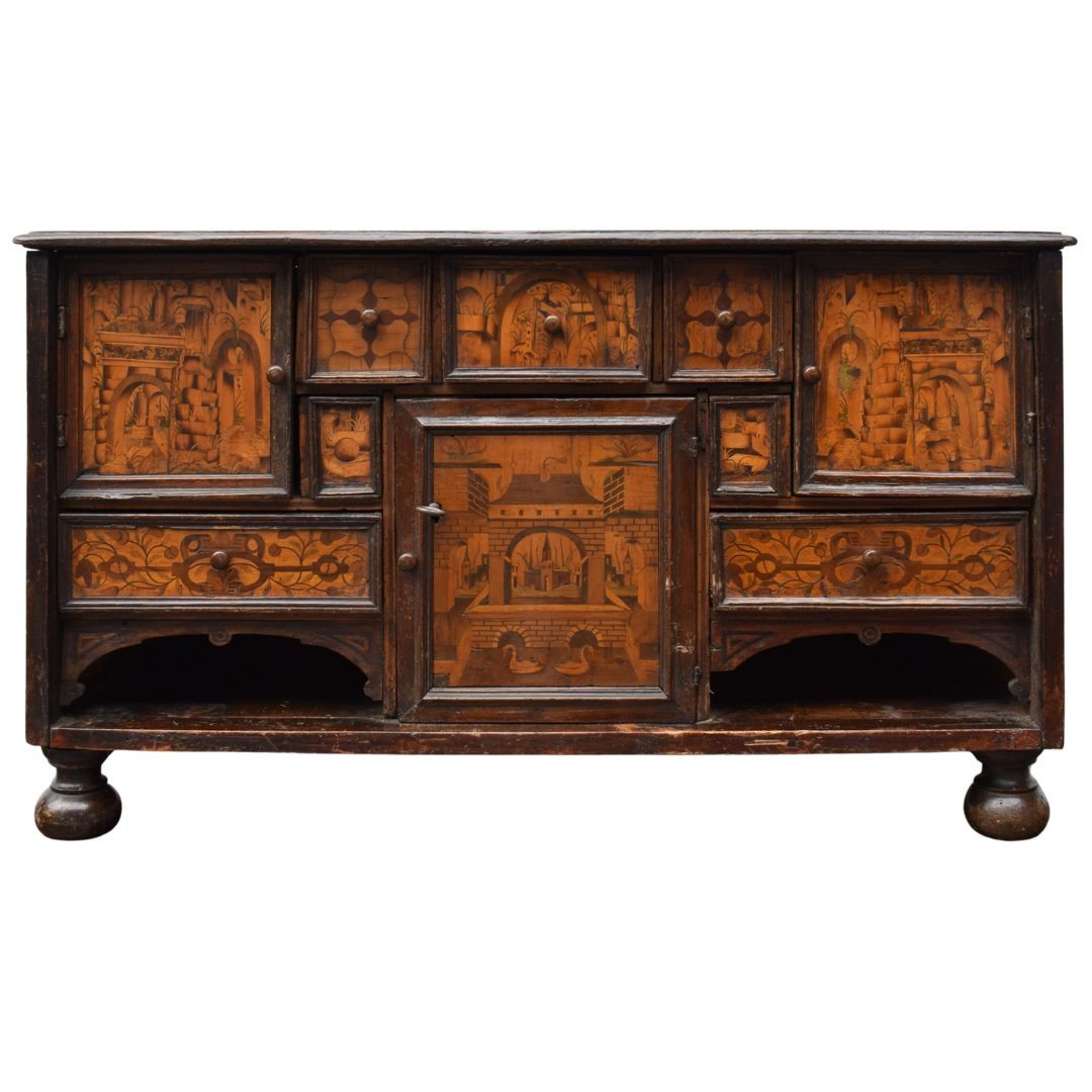 Stipo - Coin Cabinet Decorated With Village Scenes, 16th Century, Piedmont, Northern Italy