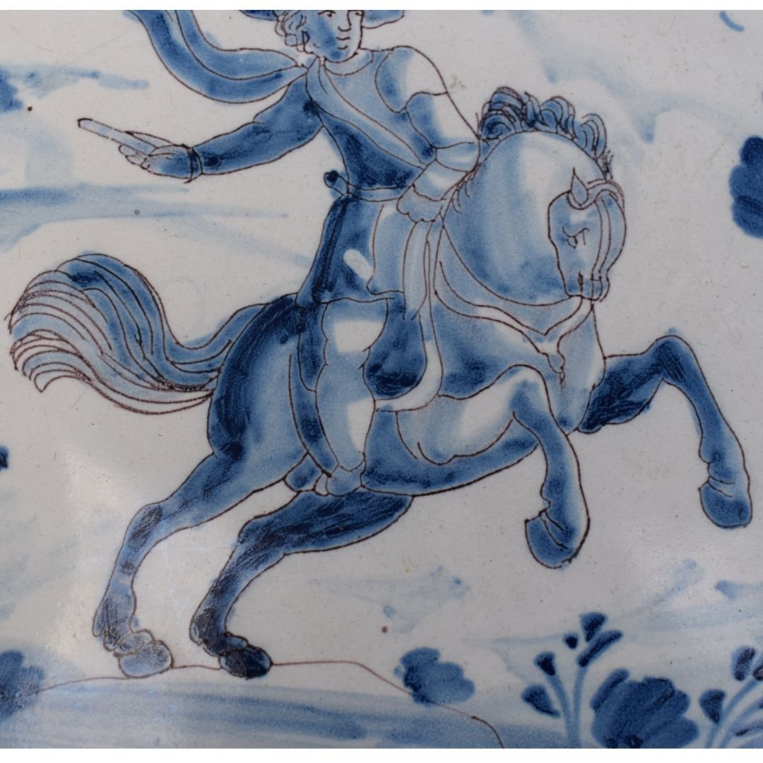 Majolica Backsplash – Knight On Horseback – Liguria, Late 17th Century-photo-1