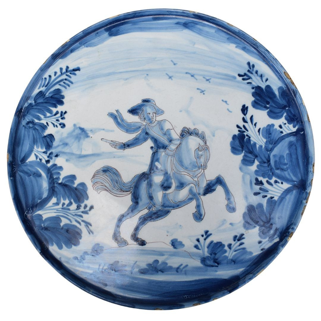 Majolica Backsplash – Knight On Horseback – Liguria, Late 17th Century