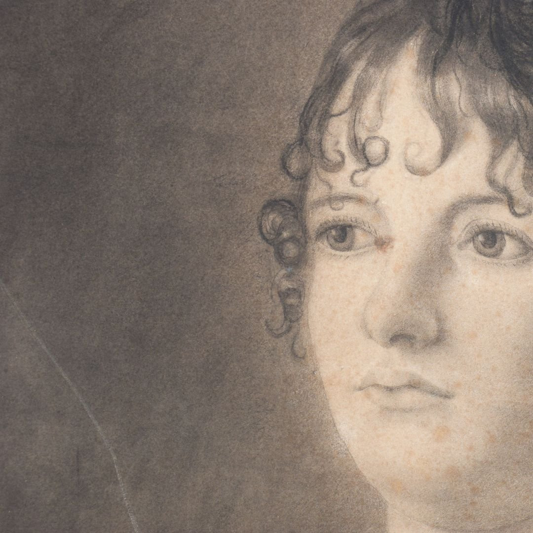 Charcoal Drawing, Early 19th Century, Portrait Of A Noblewoman-photo-4